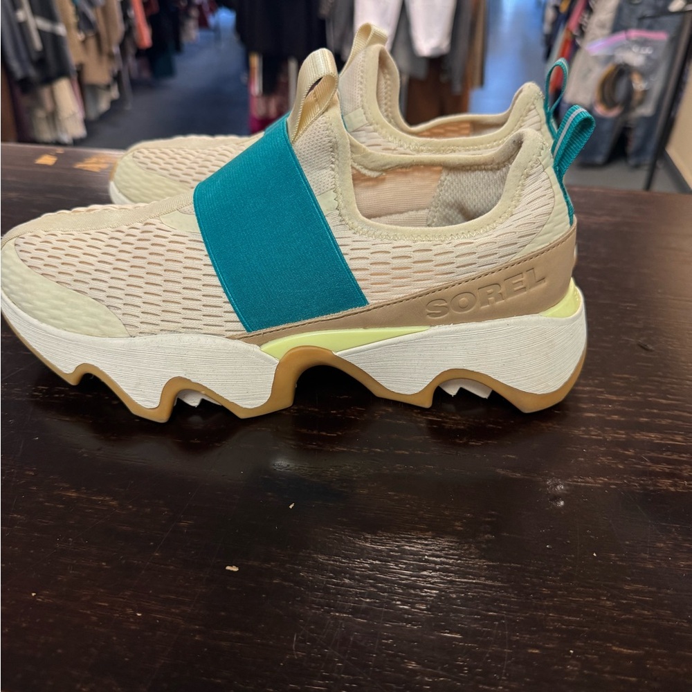 Sorel Women's Kinetic Impact II Slip On Sneakers – Cream/Blue teal – 8.5 - Picture 5 of 9
